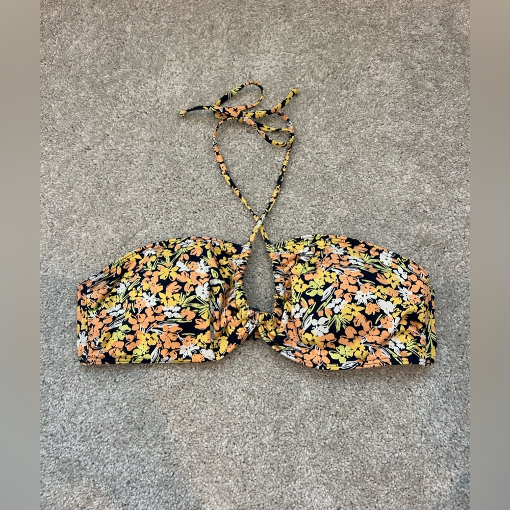 Roxy Floral Halter Style Bikini Top, size Large